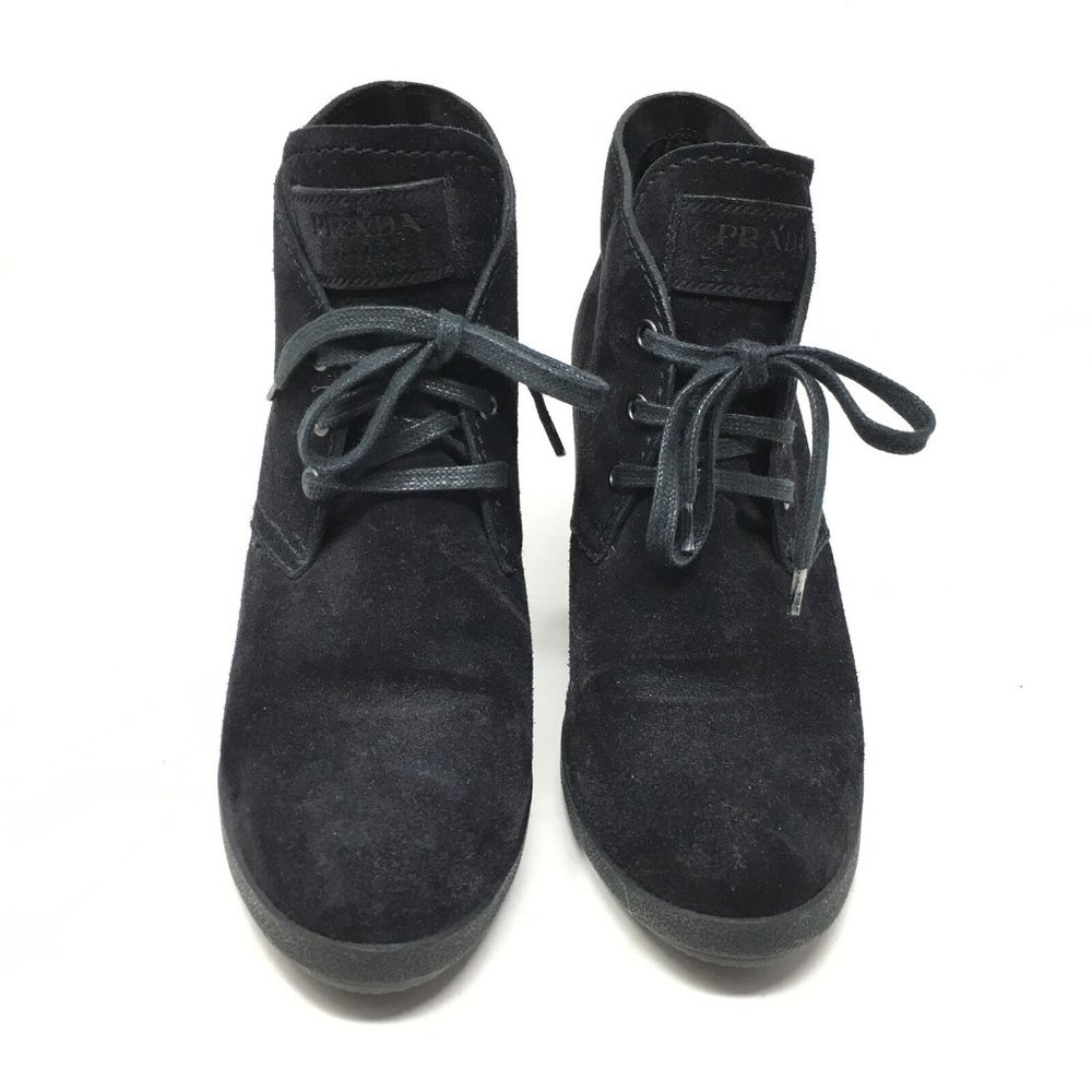 Prada Wedge Ankle Boots Booties Size 37.5/7.5 US - Picture 7 of 11
